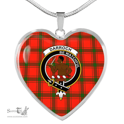 Scottish darroch Clan Tartan Heart Necklace - Crest Classic  Scottish Plaid Tartan Plaid