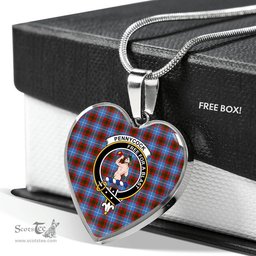 Scottish Pennycook (Edingburg) Clan Tartan Heart Necklace - Crest Classic  Scottish Plaid Tartan Plaid