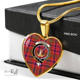 Scottish Lumsden Clan Tartan Heart Necklace - Crest Classic  Scottish Plaid Tartan Plaid