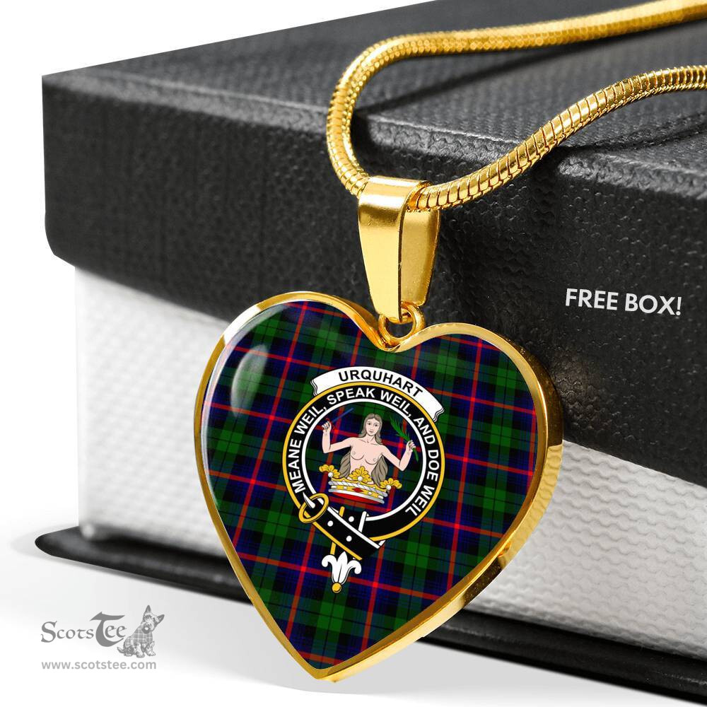 Scottish Urquhart Clan Tartan Heart Necklace - Crest Classic  Scottish Plaid Tartan Plaid