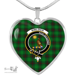 Scottish Kinloch Clan Tartan Heart Necklace - Crest Classic  Scottish Plaid Tartan Plaid