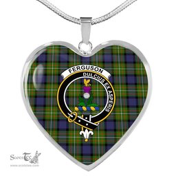 Scottish Fergusson Clan Tartan Heart Necklace - Crest Classic  Scottish Plaid Tartan Plaid
