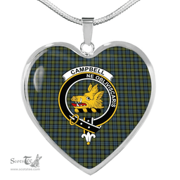 Scottish Campbell Clan Tartan Heart Necklace - Crest Classic  Scottish Plaid Tartan Plaid