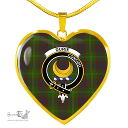 Scottish Durie Clan Tartan Heart Necklace - Crest Classic  Scottish Plaid Tartan Plaid