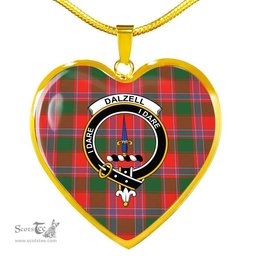 Scottish dalzel Clan Tartan Heart Necklace - Crest Classic  Scottish Plaid Tartan Plaid