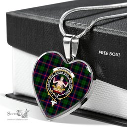 Scottish Urquhart Clan Tartan Heart Necklace - Crest Classic  Scottish Plaid Tartan Plaid