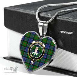 Scottish Paterson Clan Tartan Heart Necklace - Crest Classic  Scottish Plaid Tartan Plaid