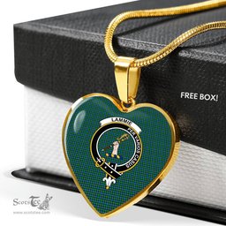 Scottish Lammie Clan Tartan Heart Necklace - Crest Classic  Scottish Plaid Tartan Plaid