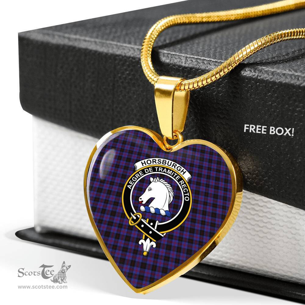 Scottish Horsburgh Clan Tartan Heart Necklace - Crest Classic  Scottish Plaid Tartan Plaid