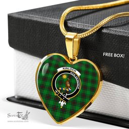 Scottish Kinloch Clan Tartan Heart Necklace - Crest Classic  Scottish Plaid Tartan Plaid