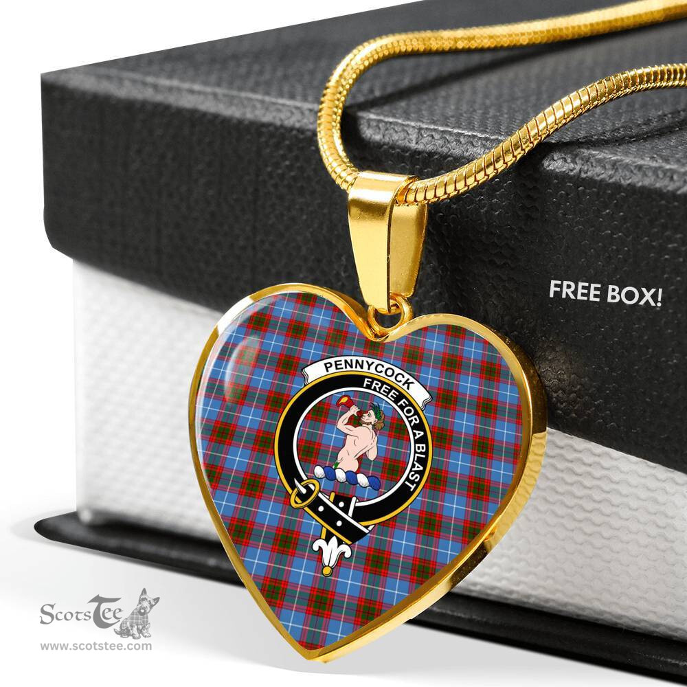 Scottish Pennycook (Edingburg) Clan Tartan Heart Necklace - Crest Classic  Scottish Plaid Tartan Plaid