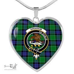 Scottish Graham of Menteith Clan Tartan Heart Necklace - Crest Classic  Scottish Plaid Tartan Plaid