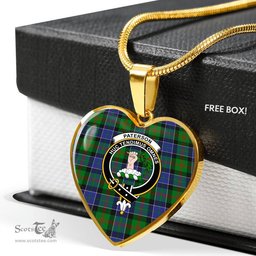 Scottish Paterson Clan Tartan Heart Necklace - Crest Classic  Scottish Plaid Tartan Plaid