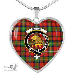 Scottish fairlie Clan Tartan Heart Necklace - Crest Classic  Scottish Plaid Tartan Plaid