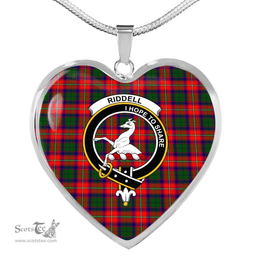 Scottish Riddell (Roxburgh) Clan Tartan Heart Necklace - Crest Classic  Scottish Plaid Tartan Plaid