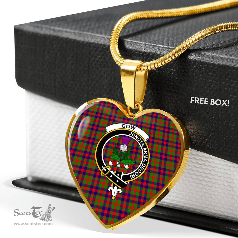 Scottish Gow (of Skeoch) Clan Tartan Heart Necklace - Crest Classic  Scottish Plaid Tartan Plaid