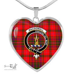 Scottish MacDowall (of Garthland) Clan Tartan Heart Necklace - Crest Classic  Scottish Plaid Tartan Plaid