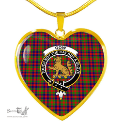 Scottish Gow (or McGouan) Clan Tartan Heart Necklace - Crest Classic  Scottish Plaid Tartan Plaid