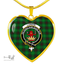 Scottish Lundin Clan Tartan Heart Necklace - Crest Classic  Scottish Plaid Tartan Plaid