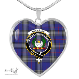 Scottish Kinnaird Clan Tartan Heart Necklace - Crest Classic  Scottish Plaid Tartan Plaid