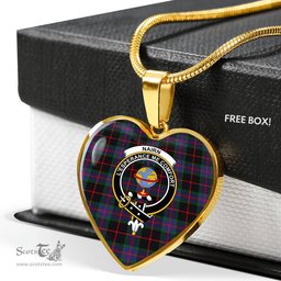 Scottish Nairn Clan Tartan Heart Necklace - Crest Classic  Scottish Plaid Tartan Plaid