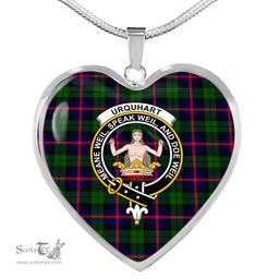 Scottish Urquhart Clan Tartan Heart Necklace - Crest Classic  Scottish Plaid Tartan Plaid