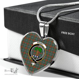Scottish Bisset Clan Tartan Heart Necklace - Crest Classic  Scottish Plaid Tartan Plaid