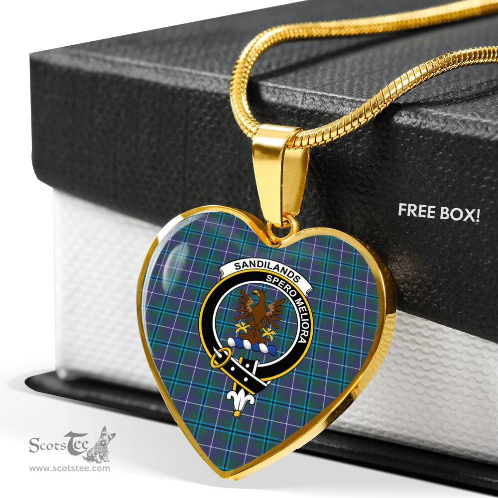 Scottish Sandilands (Douglas) Clan Tartan Heart Necklace - Crest Classic  Scottish Plaid Tartan Plaid