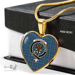 Scottish Sandilands (Douglas) Clan Tartan Heart Necklace - Crest Classic  Scottish Plaid Tartan Plaid