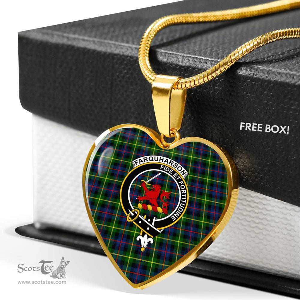 Scottish Farquharson Clan Tartan Heart Necklace - Crest Classic  Scottish Plaid Tartan Plaid