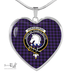 Scottish Horsburgh Clan Tartan Heart Necklace - Crest Classic  Scottish Plaid Tartan Plaid