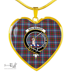 Scottish Dalmahoy Clan Tartan Heart Necklace - Crest Classic  Scottish Plaid Tartan Plaid