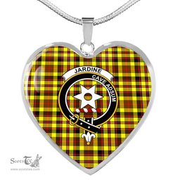 Scottish Jardine Clan Tartan Heart Necklace - Crest Classic  Scottish Plaid Tartan Plaid