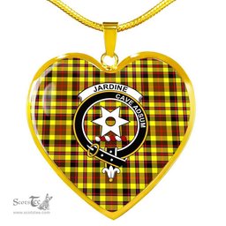 Scottish Jardine Clan Tartan Heart Necklace - Crest Classic  Scottish Plaid Tartan Plaid