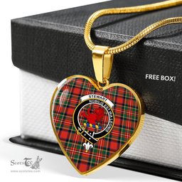 Scottish Stewart Royal Clan Tartan Heart Necklace - Crest Classic  Scottish Plaid Tartan Plaid