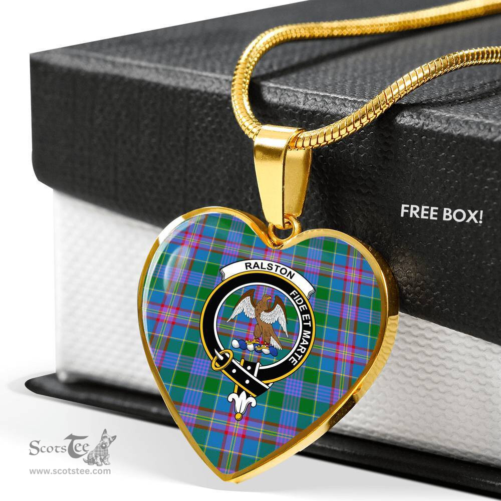 Scottish Ralston Clan Tartan Heart Necklace - Crest Classic  Scottish Plaid Tartan Plaid