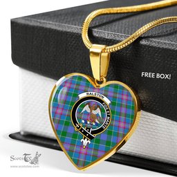 Scottish Ralston Clan Tartan Heart Necklace - Crest Classic  Scottish Plaid Tartan Plaid