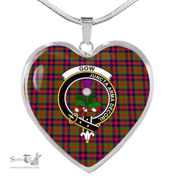 Scottish Gow (of Skeoch) Clan Tartan Heart Necklace - Crest Classic  Scottish Plaid Tartan Plaid