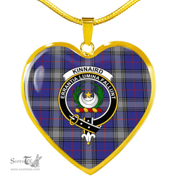 Scottish Kinnaird Clan Tartan Heart Necklace - Crest Classic  Scottish Plaid Tartan Plaid
