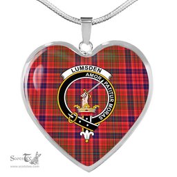 Scottish Lumsden Clan Tartan Heart Necklace - Crest Classic  Scottish Plaid Tartan Plaid