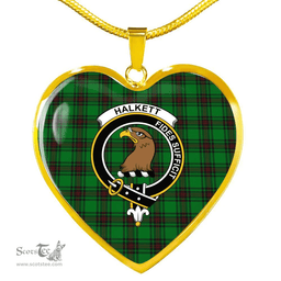 Scottish Halkett Clan Tartan Heart Necklace - Crest Classic  Scottish Plaid Tartan Plaid