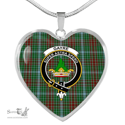 Scottish Gayre Clan Tartan Heart Necklace - Crest Classic  Scottish Plaid Tartan Plaid