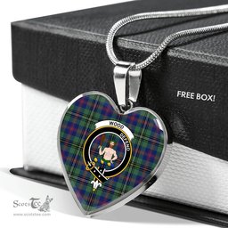 Scottish Wood Clan Tartan Heart Necklace - Crest Classic  Scottish Plaid Tartan Plaid