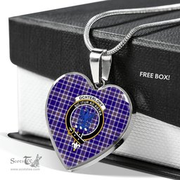 Scottish Ochterlony Clan Tartan Heart Necklace - Crest Classic  Scottish Plaid Tartan Plaid