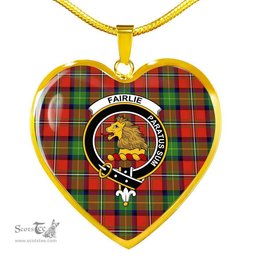 Scottish fairlie Clan Tartan Heart Necklace - Crest Classic  Scottish Plaid Tartan Plaid