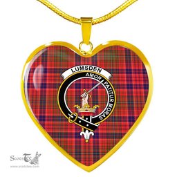 Scottish Lumsden Clan Tartan Heart Necklace - Crest Classic  Scottish Plaid Tartan Plaid