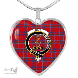 Scottish Rait Inverness Clan Tartan Heart Necklace - Crest Classic  Scottish Plaid Tartan Plaid