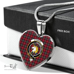 Scottish Stewart (Stuart) of Bute Clan Tartan Heart Necklace - Crest Classic  Scottish Plaid Tartan Plaid