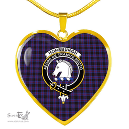Scottish Horsburgh Clan Tartan Heart Necklace - Crest Classic  Scottish Plaid Tartan Plaid