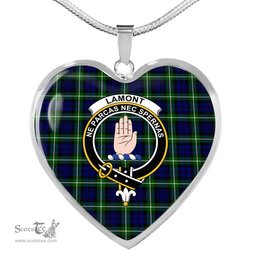Scottish Lamont Clan Tartan Heart Necklace - Crest Classic  Scottish Plaid Tartan Plaid
